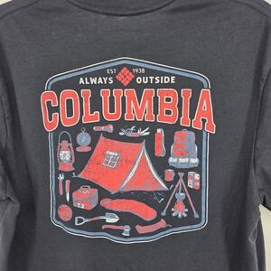 Columbia Mens Graphic T Shirt Size L Blue Camping Outdoors Tee Top